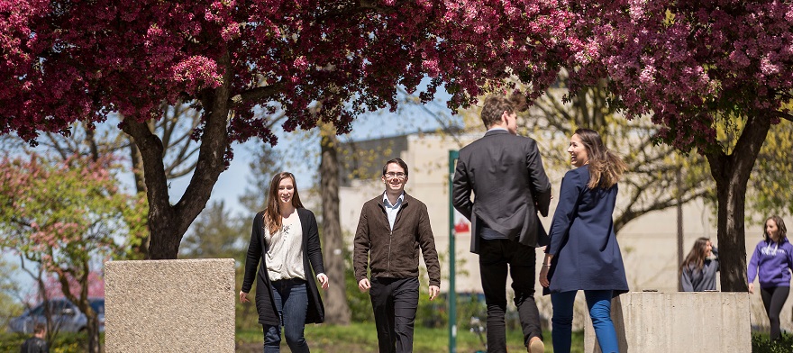 Students walking through campus