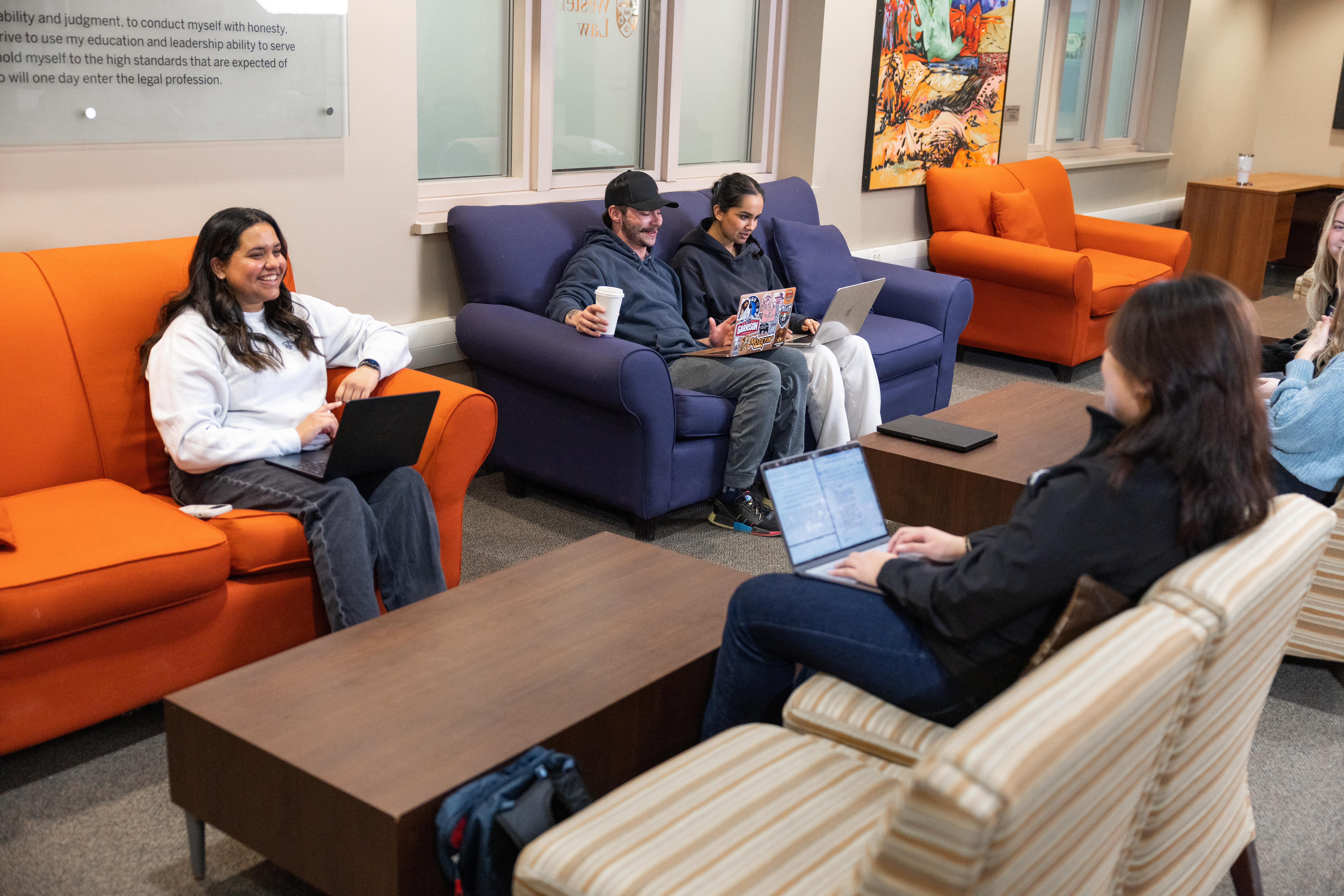 Students seated in the lounge