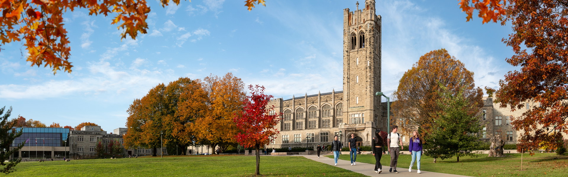 A photo of Western's University College building in fall