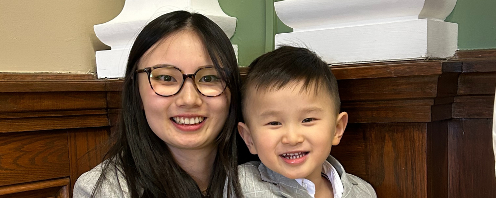Anna Wang and her son
