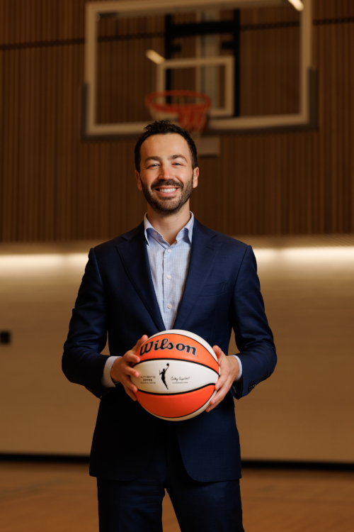 Aaron Barrett holding a basketball