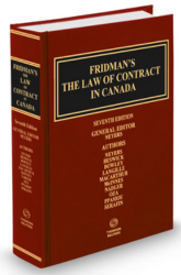 Cover of Fridman's the law of contract in Canada seventh edition